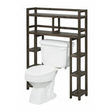 Solid Wood Over the Toilet Bathroom Storage Unit in Dark Brown Finish