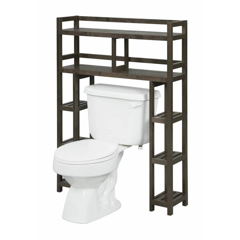Solid Wood Over the Toilet Bathroom Storage Unit in Dark Brown Finish