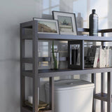 Solid Wood Over the Toilet Bathroom Storage Unit in Dark Brown Finish