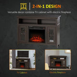Espresso Electric Fireplace Mantel TV Stand w/ Adjustable Shelves 2 Storage Cabinets