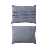 Full/Queen size 5-Piece 100-Percent Cotton Clip Dot Comforter Set in Denim Blue