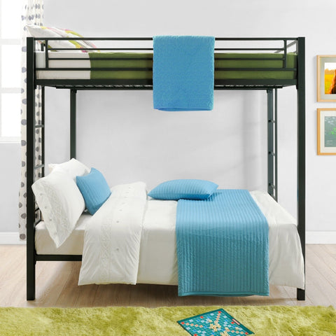 Full over Full size Sturdy Black Metal Bunk Bed