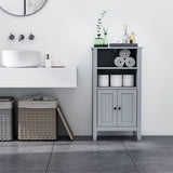 Gray 2 Tier Shelf Hidden Storage Bathroom Floor Cabinet