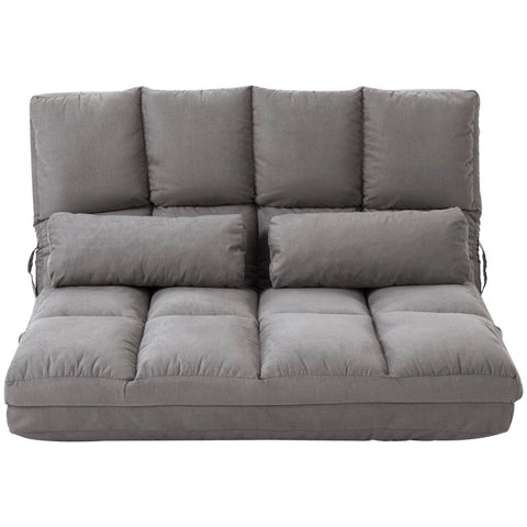 Dark Grey Polyester Suede Fabric Floor Sofa Bed Recliner with Adjustable Back