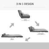 Dark Grey Polyester Suede Fabric Floor Sofa Bed Recliner with Adjustable Back