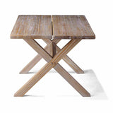 Modern Farmhouse Solid Pine Wood Dining Table in Distressed Driftwood Finish