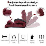 Folding Multi-Position Sofa Bed Lounger Chair with Massage Pillow in Dark Red
