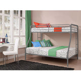 Twin over Full size Sturdy Metal Bunk Bed in Silver Finish