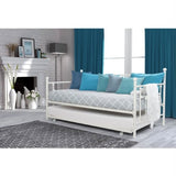 Twin White Metal Daybed Frame with Roll-Out Turndle Bed