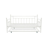 Twin White Metal Daybed Frame with Roll-Out Turndle Bed