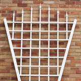 7.75 Ft Fan Shaped Garden Trellis with Pointed Finals in White Vinyl