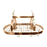 Rustic 2 Light 10 Hook Ceiling Mounted Hanging Pot Rack in Copper