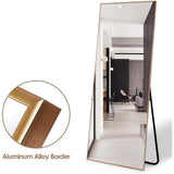 Freestanding Full Length Floor Mirror with Stand or Wall Mount with Gold Frame