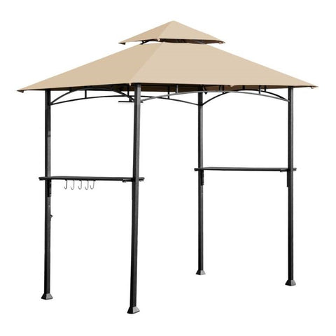 Outdoor 8 x 5 Ft Patio Grill Gazebo with Khaki Vented Canopy