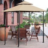 Outdoor 8 x 5 Ft Patio Grill Gazebo with Khaki Vented Canopy