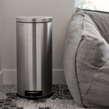 8-Gallon Round Stainless Steel Step Trash Can Kitchen Bathroom Home Office