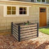 244 Gallon Outdoor Cedar Wooden Compost Bin in Natural Black Wood Finish