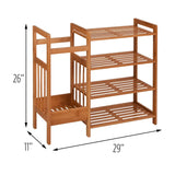 2-Shelf Entryway Shoe Rack Bench with Bla2-in-1 Entryway 4-Shelf Bamboo Shoe Rack and Umbrella Holderck Metal Frame and Brown Wood Top