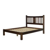 King Size Farmhouse Style Solid Wood Platform Bed with Headboard in Espresso