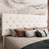 Full White Faux Leather Upholstered Platform Bed with Button-Tufted Headboard