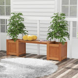 Farmhouse Durable Outdoor Wooden Planter Box with Garden Bench