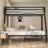 Twin over Full Modern Metal Bunk Bed in Matte Black Finish