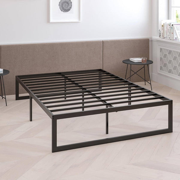 Full Size 14 Inch High Heavy Duty Black Metal Platform Bed Frame ...