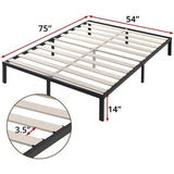 Full Heavy Duty Metal Platform Bed Frame with Wood Slats 3,500 lbs Weight Limit
