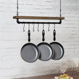 FarmHome Rustic Industrial 8 S-Hooks Ceiling Mounted Hanging Pot Rack