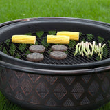 36-inch Bronze Fire Pit with Grill Grate Spark Screen Cover