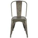 Set of 4 - Stackable Modern Cafe Bistro Dining Side Chair in Gun Metal Finish