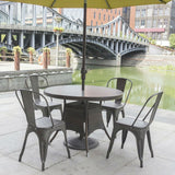 Set of 4 - Stackable Modern Cafe Bistro Dining Side Chair in Gun Metal Finish