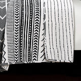 3 Piece Scandinavian Black White Reversible Cotton Set in Full/Queen