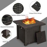 Outdoor Square Propane Gas Fire Pit Table with Adjustable Flame