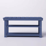 Blue Wood 2-Shelf Shoe Rack Storage Bench - 150 lbs. Weight Capacity