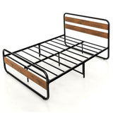 Full Industrial Wood and Metal Tube Platform Bed with Headboard and Footboard