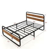 Full Industrial Wood and Metal Tube Platform Bed with Headboard and Footboard