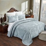 Full Size 100-Percent Cotton Chenille 3-Piece Coverlet Bedspread Set in Blue