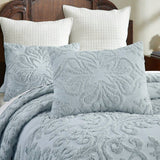 Full Size 100-Percent Cotton Chenille 3-Piece Coverlet Bedspread Set in Blue