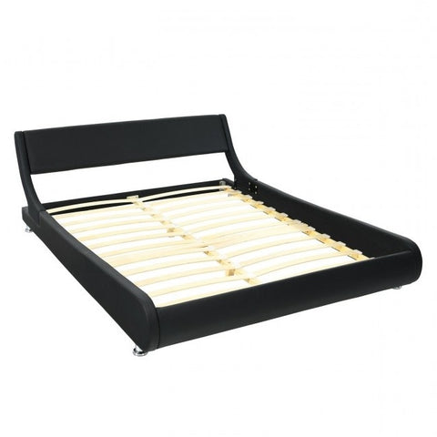 Full Size Modern Faux Leather Upholstered Platform Bed Frame Black