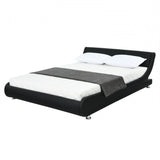Full Size Modern Faux Leather Upholstered Platform Bed Frame Black