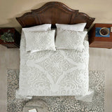 Full Size 100-Percent Cotton Chenille 3-Piece Coverlet Bedspread Set in Ivory