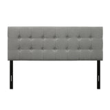 Full size Contemporary Button-Tufted Headboard in Grey Upholstered Fabric