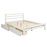 Full size White Low Profile 2 Drawer Storage Platform Bed