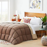 Full All Seasons Beige/Brown Reversible Polyester Down Alternative Comforter