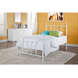 Full size White Metal Platform Bed with Headboard and Footboard