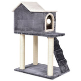 Gray 36 Inch Tower Condo Scratching Post Ladder Cat Tree House
