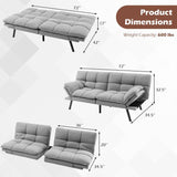 Modern Mid-Century Grey Imitation Linen Upholstered Futon Sleeper Sofa Bed