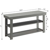 Grey Wood 2-Shelf Shoe Rack Storage Bench For Entryway or Closet