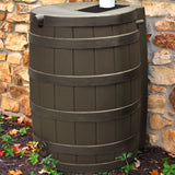 40-Gallon Durable Plastic Resin Rain Barrel in Brown Oak Finish with Spigot